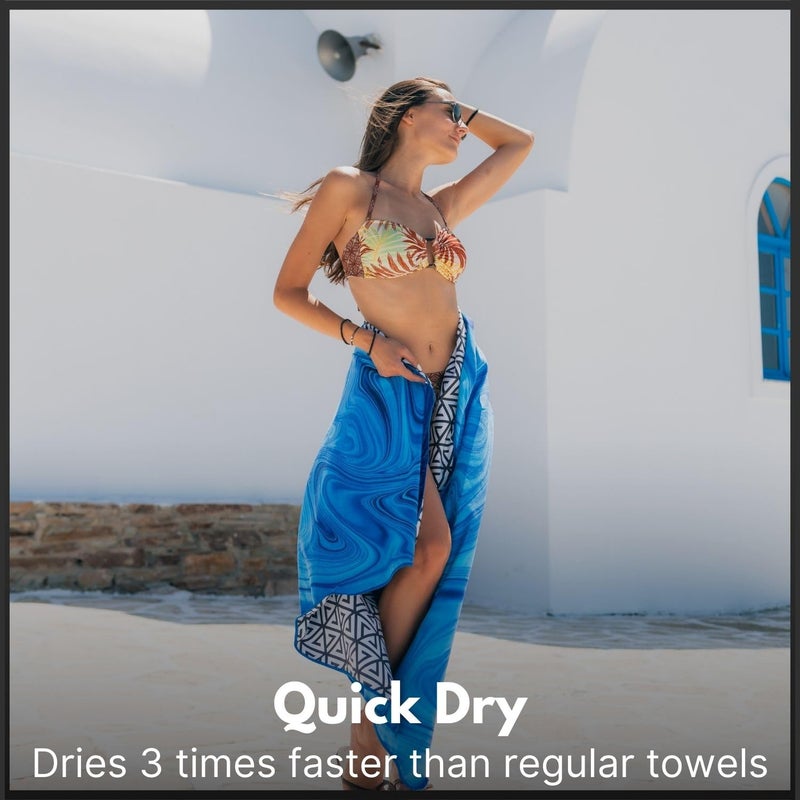 ECCOSOPHY Microfiber Beach Towel -Sand Free Towels are Quick Dry, Light Weight, Super Absorbent-Perfect Pool, Travel, Cruise, Camping Essentials - Oversized Extra Large for Adults (Laguna) - Image 3